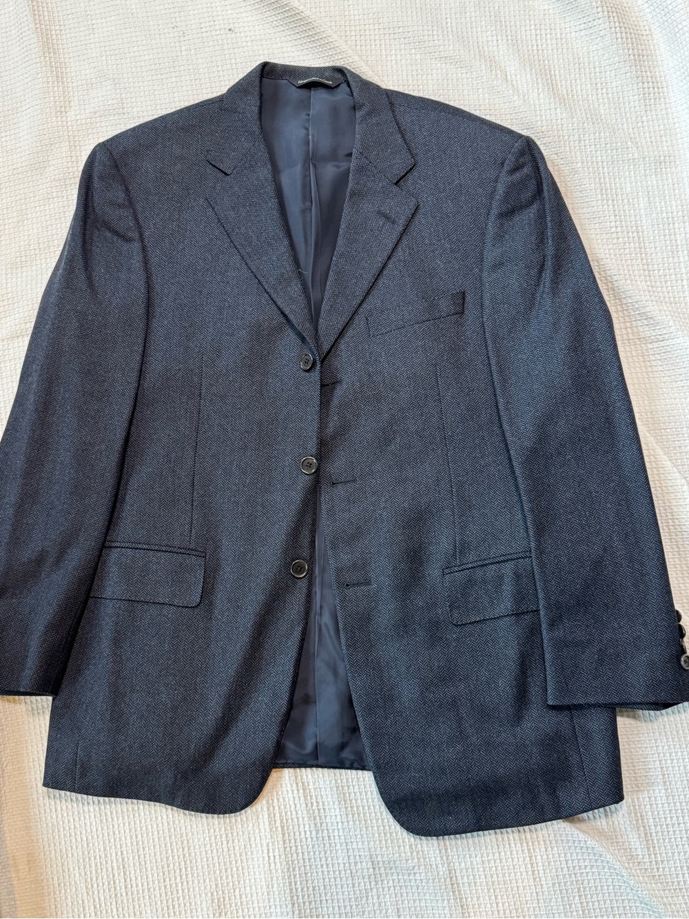 Samuelsohn for Harry Rosen Men's blue herringbone Wool cashmere blazer